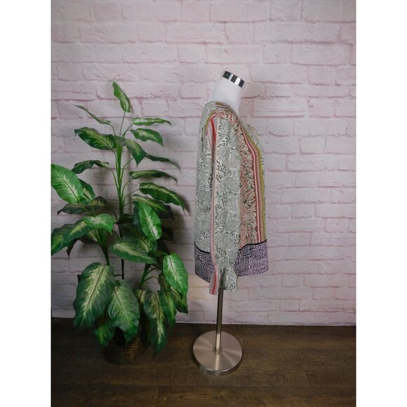 DR2 Boho Peasant Blouse Vintage Style Crochet Floral Print Top M - Picture 8 of 12